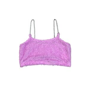 Furry pink crop top